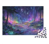 Notte Foresta Magica 1000 Pezzi Foresta Aurora Puzzle Set Cartone Riciclato per Adulti Gioco Educativo Decompressione Decorazione Parete Regalo Anniversario 70x50cm/1000pz
