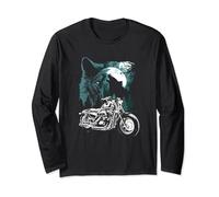 Notte Luna Grafica Biker Moto Con I Lupi Maglia a Manica