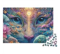 Notte Mandala 1000 Pezzi Puzzle Per Coppie in Cartone Robusto Allenamento Mentale Abilità Logiche Idea Arte floreale occhio leone Regalo Per Fan Di Partner 70x50cm/1000pcs