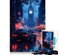 Notte piovosa a Londra con Bigben Puzzle da 1000 pezzi per adolescenti Puzzle intelligente per interni Taglio preciso (50x75cm)
