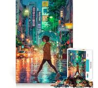Notte piovosa a Tokyo - Puzzle da 1000 pezzi per adolescenti - Stimola la memoria - Rilassamento delicato - Taglio premium - Sorpresa di compleanno (50x75cm)