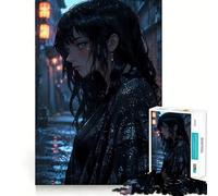 Notte piovosa︰ Bellezza malinconica Puzzle da 1000 pezzi per adolescenti Gioco di logica fine Facile tempo libero Bordo pulito Regalo per festival (38x26cm)