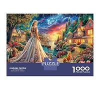 Notte Romantica Puzzle da Assemblare Carta Riciclata Ragazza con Abito Lungo vicino a un Castello Fiabesco Collezionabile Regalo per Adulti 38x26cm/1000pezzi