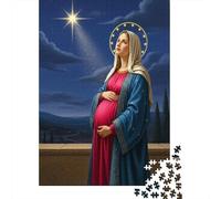 Notte Sacra Donna Devota Puzzle 1000 Pezzi Puzzle per Adulti Scenario Notturno Relax Concentrazione Decorazione Casa Regalo 38x26cm/1000pcs