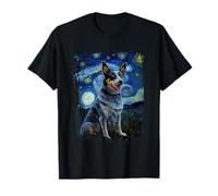 Notte stellata Blue Heeler Australian Cattle Dog Art Maglietta