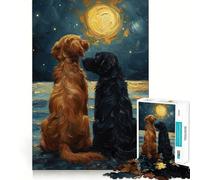 Notte stellata con cani - Puzzle da 1000 pezzi per adulti - Gioco di allenamento mentale - Divertimento casual - Taglio di precisione - Regalo artistico 38x26cm