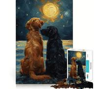 Notte stellata con cani - Puzzle difficile per adulti da 1000 pezzi - Giocattolo intelligente e divertente - Taglio preciso - Regalo artistico 50x75cm