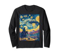 Notte Stellata Cowboy UFO Alieno Western Fantascienza Mashup Van Gogh Maglia a Manica