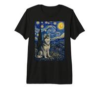 Notte Stellata del Cane Alaskan Klee Kai Maglietta Premium