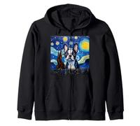 Notte Stellata di Boston Terrier Felpa con Cappuccio
