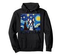 Notte Stellata di Boston Terrier Felpa con Cappuccio