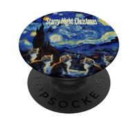 Notte stellata di Natale Van Gogh Cat Lover PopSockets PopGrip Adesivo