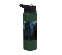 Notte stellata di Van Gogh con Terrier russo nero Stainless Steel Insulated Water Bottle
