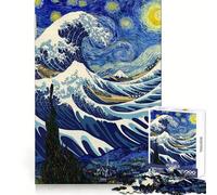 Notte stellata e adolescenti di Kanagawa Puzzle da 1000 pezzi Gioco di sfida per la mente Divertimento condiviso Clear Cut Sorpresa calorosa 38x52cm