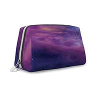 Notte stellata, grande borsa per il trucco in pelle, stella nel cielo, astronomia, borsa cosmetica da viaggio, borsa portatile versatile con cerniera per donne, blu, S, Viola Blu_6, Taglia unica,