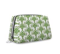 Notte stellata, grande borsa per il trucco in pelle, stella nel cielo, astronomia, borsa cosmetica da viaggio, borsa portatile versatile con cerniera per donne, blu, S, Verde Bianco_5, Taglia unica,