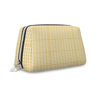 Notte stellata, grande borsa per il trucco in pelle, stella nel cielo, astronomia, borsa cosmetica da viaggio, borsa portatile versatile con cerniera per donne, blu, S, Giallo Bianco_3, Taglia unica,