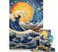 Notte stellata, grande onda, puzzle da 1000 pezzi per adulti e ragazzi, gioco mentale, calma e relax, taglio di alta qualità, regalo sentito 38x52cm