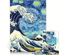 Notte stellata, grande onda, puzzle da 1000 pezzi per ragazzi, gioco di logica, passatempo rilassante, taglio preciso, 38x52cm