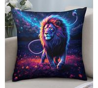 Notte Stellata Leone Spazio Arte 2 Pezzi Federa Cuscino Microfibra Caso Fodere Interessante Copricuscini per Arredo Giardino Ufficio 45X45Cm