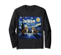 Notte Stellata Natale Amante dei Gatti Kittymas Fun Maglia a Manica