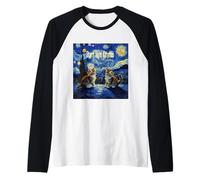 Notte Stellata Natale Amante dei Gatti Kittymas Fun Maglia con Maniche Raglan