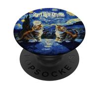 Notte stellata Natale amante dei gatti Kittymas Fun PopSockets PopGrip Adesivo