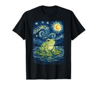 Notte Stellata Rana Van Gogh Cottagecore Art Cute Frog Lover Maglietta