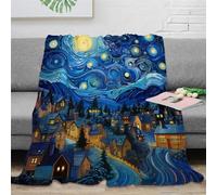 Notte stellata Scene Coperta Per Adulti E Bambini,Stile Van Gogh Coperta Morbida E Calda Coperta in Pile Di Flanella Per Tutte Le Stagioni, Per Letto E Divano 60x80inch(150x200cm)