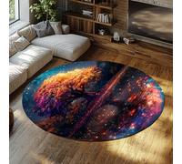 Notte Stellata Tappeti Rotondi Stile Fantasy Magico Albero della Vita Riflessioni Stampe Tappeto Sottile Soggiorno Lavanderia Camera da letto Corridoio 180cm