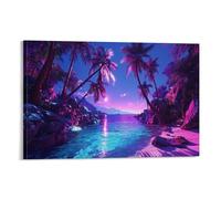 Notte sulla spiaggia Wall Arte Canvas Quadro Su Tela Quadri Moderni Per La Casa Paesaggi culturali Decorazione Tela Innocu Idea Regalo Cucina Camera Da Letto Caffetteria Corridoio 12x18inch(30x45cm)
