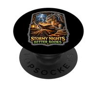 Notte Tempestosa Accogliente Drago Lettura Fantasy PopSockets PopGrip Adesivo
