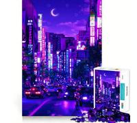 Notte Viola per Adulti Puzzle da 1000 Pezzi Gioco di Sfida Mentale Gioco di Evasione Rilassante Opera d'Arte di Qualità Taglio di Collezione (38x52cm)