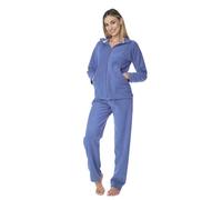 Notti Magiche Arianna - Tuta da Donna Invernale in Pile Operato, con Zip e Tasche su Giacca e Pantalone - Made in Italy (S, Celeste)