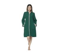 Notti Magiche NADIA - Vestaglia da donna invernale in pile operato, lunga con zip e tasche - MADE IN ITALY (IT, Testo, L, Regular, Regular, Verde)