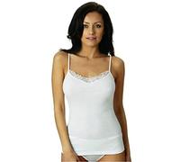 NOTTINGHAM 3 Pezzi Canottiera Donna Spalla Stretta VS4311W con Inserti in Pizzo in Cotone (Bianco, 8/4XL)
