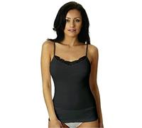 NOTTINGHAM 3 Pezzi Canottiera Donna Spalla Stretta VS4311W con Inserti in Pizzo in Cotone (Nero, 5/XL)