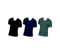 Nottingham 3 Pezzi Maglia Uomo Mezza Manica Scollo a V TV6103 in Cotone Jersey (Assortito (Grigio, Blu; Nero), 7/XXL)