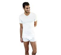 NOTTINGHAM 3 Pezzi Maglia Uomo Mezza Manica Scollo a V TV6103 in Cotone Jersey (Bianco, 9/4XL)