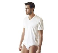 NOTTINGHAM 6 Pezzi Maglia Uomo Mezza Manica Scollo a V TV16 in Lana e Cotone (Bianco, 7/XXL)
