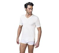Nottingham 6 Pezzi Maglia Uomo Mezza Manica Scollo a V TV18 in Lana e Cotone (Bianco, 8/3XL)