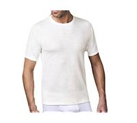 NOTTINGHAM Confezione 2 Pezzi Canottiera Mezza Manica Girocollo Uomo in Lana E Cotone - Colore Bianco -Lana Fuori e Cotone sulla Pelle. Contenuto di Lana al 50%