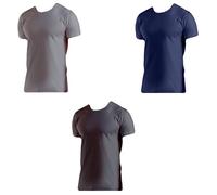 NOTTINGHAM Confezione da N. 3 Canottiere Uomo Girocollo Mezza Manica Cotone Jersey Disponibile Assortiti (Blu, Grigio Mel. E Nero)