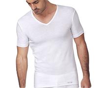 NOTTINGHAM Confezione N. 2 Canottiera Uomo Mezza Manica Scollo A Punta Cotone Costina BIELASTICA - Morbidezza ed Aderenza. Disponibile nei Colori Bianco o Nero