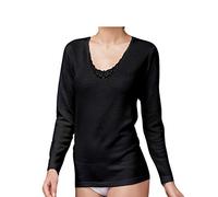 Nottingham Maglia Manica Lunga Donna Lana E Cotone con Pizzo Macrame' (Nero, XL)