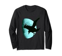 Notturnal Raven Once in A Blue Moon Halloween Art Maglia a Manica