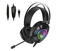 Noua Echo Cuffie Gaming USB Rainbow Over-Ear con Driver da 50 mm, Cuffie da Gioco Suono Surround 7.1 con Microfono Flessibile Headset per PC, Mac, Laptop