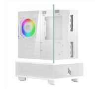 Noua Fobia L202 Case PC Micro-ATX, Design Mesh, Mini Tower Gaming Doppia Camera, Ventola ARGB 120mm, Pannello Frontale e Laterale Vetro Senza Cornice, Bianco