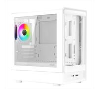 Noua Nexus PH100, Case Gaming MicroATX Compatto, Ventola PWM ARGB, Vetro Temperato a Doppia Finestra, Micro Tower con USB 3.0, Bianco