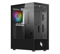 Noua Nexus P100 Case PC Gaming ATX Mid-Tower, Ventola LED ARGB 120mm MB Sync, Pannello Frontale e Laterale in Vetro Temperato Senza Cornice, Nero